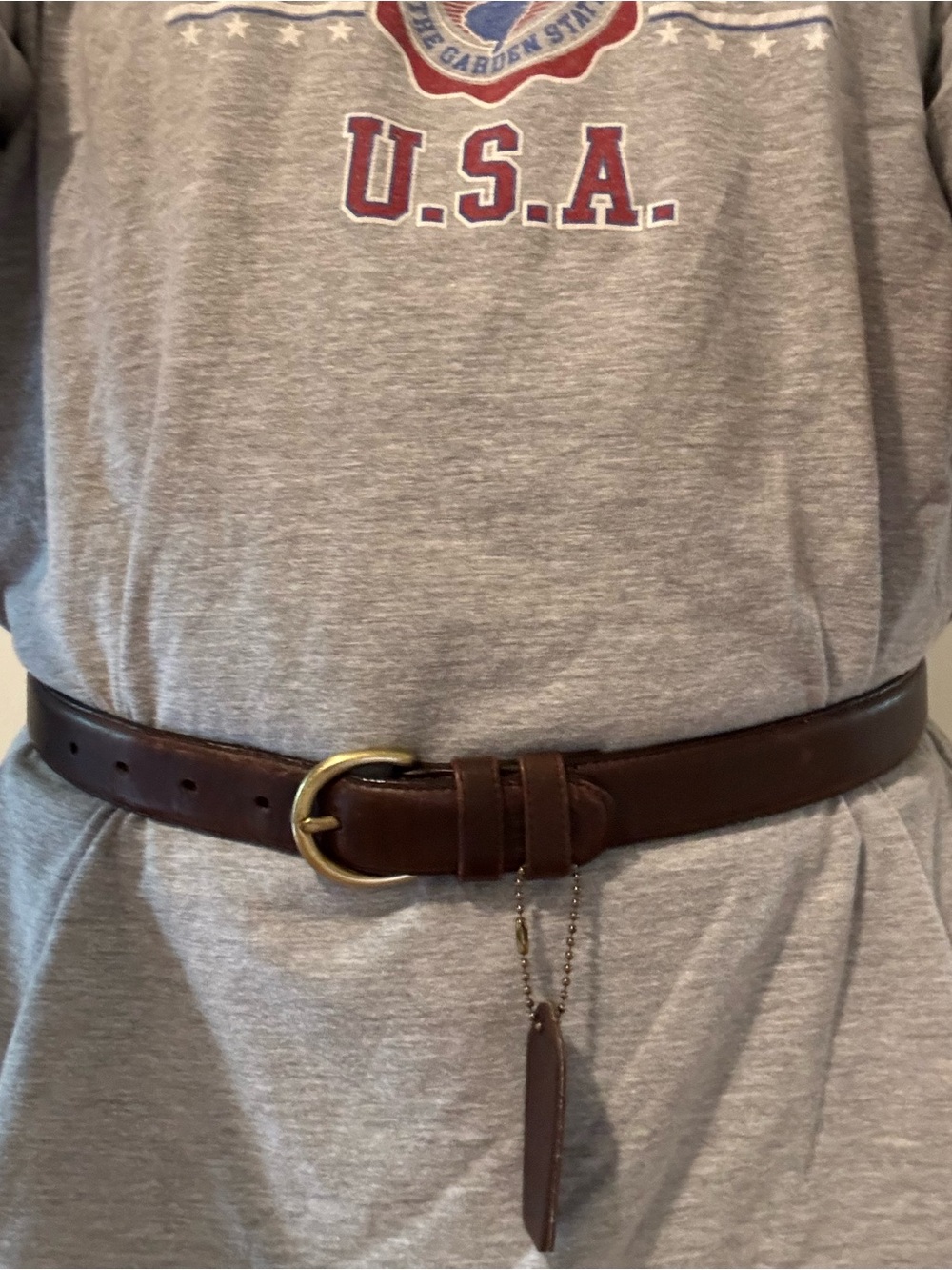 Coach Brown Leather Belt with Gold-Tone Buckle